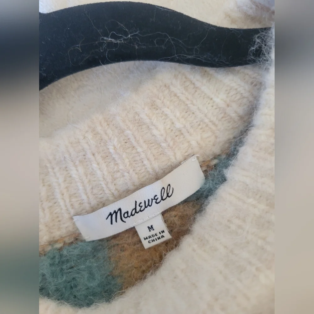 Madewell Brushed Checkerboard Fair Isle Sweater Size M - Picture 4 of 7